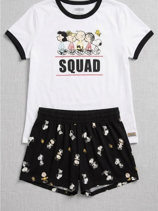 Peanuts Other - Peanuts 'Squad' Black & White Kids Pajama Set